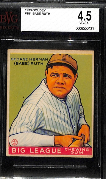 1933 Goudey Babe Ruth #181 Green Back Graded BVG 4.5