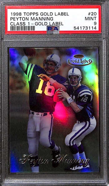 1998 Peyton Manning Rookie Lot - Bowman Chrome #1 PSA 8 and Gold Label Class 1 PSA 9
