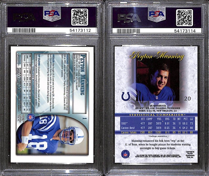 1998 Peyton Manning Rookie Lot - Bowman Chrome #1 PSA 8 and Gold Label Class 1 PSA 9