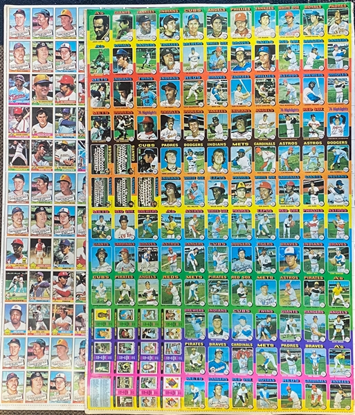 Lot of (2) 1970s Uncut Topps Sheets - 1975 w. Winfield & 1976 w. Nolan Ryan 