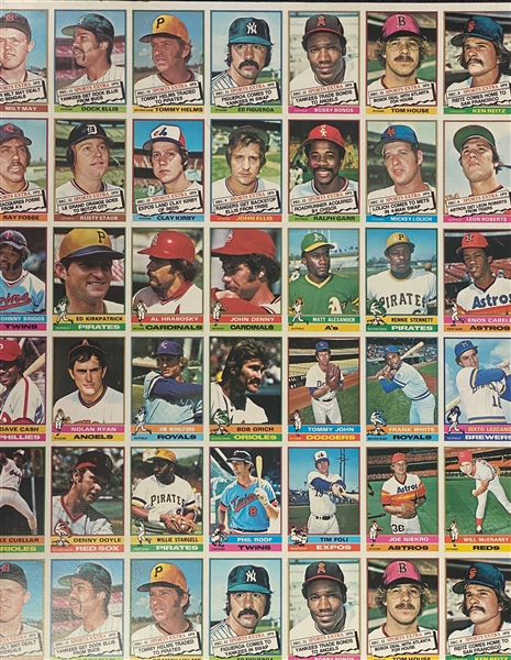 Lot of (2) 1970s Uncut Topps Sheets - 1975 w. Winfield & 1976 w. Nolan Ryan 