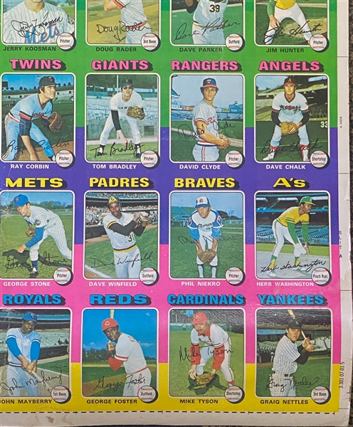 Lot of (2) 1970s Uncut Topps Sheets - 1975 w. Winfield & 1976 w. Nolan Ryan 