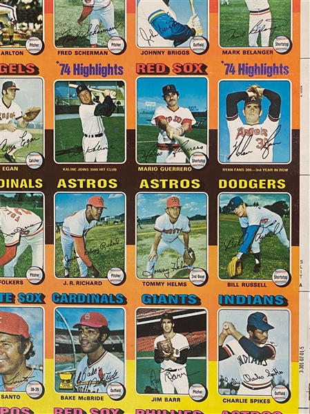 Lot of (2) 1970s Uncut Topps Sheets - 1975 w. Winfield & 1976 w. Nolan Ryan 