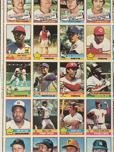 Lot of (2) 1970s Uncut Topps Sheets - 1975 w. Winfield & 1976 w. Nolan Ryan 