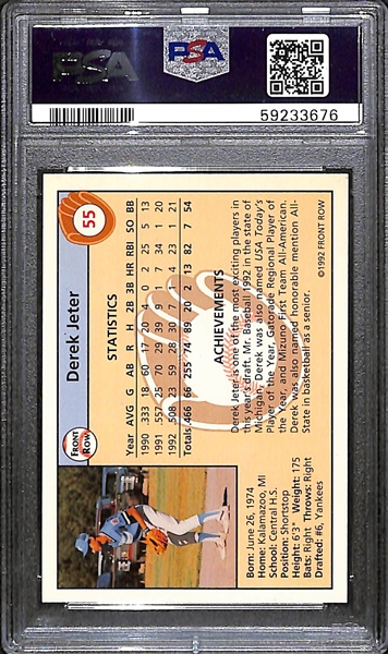 1992 Front Row Draft Picks Signed Derek Jeter Rookie Card - PSA/DNA Authentic