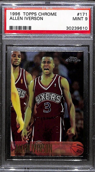1996 Topps Chrome Allen Iverson Rookie Card Graded PSA 9