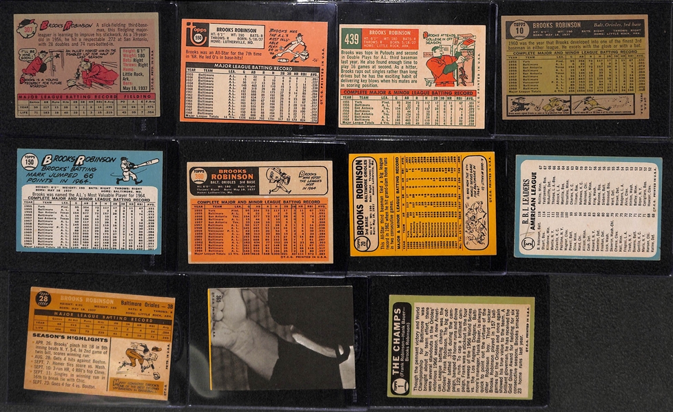 Lot of (11) 1950s & 1960s Topps Brooks Robinson Cards