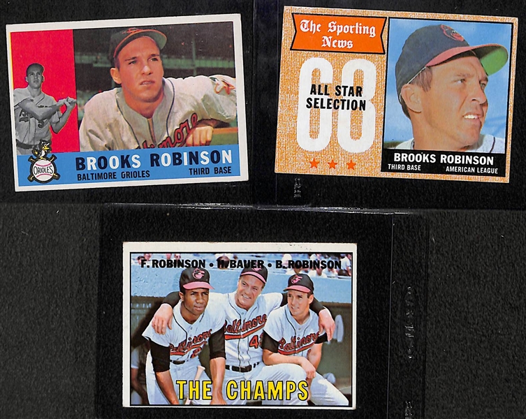 Lot of (11) 1950s & 1960s Topps Brooks Robinson Cards