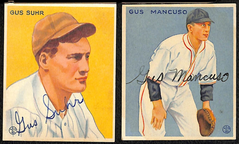 (17) Secretarial (Non-Authentic) Signed 1934 Goudey Cards w. Manush, Suhr, Mancuso, (2) French, (2) Beck, (2) Kuhel, +