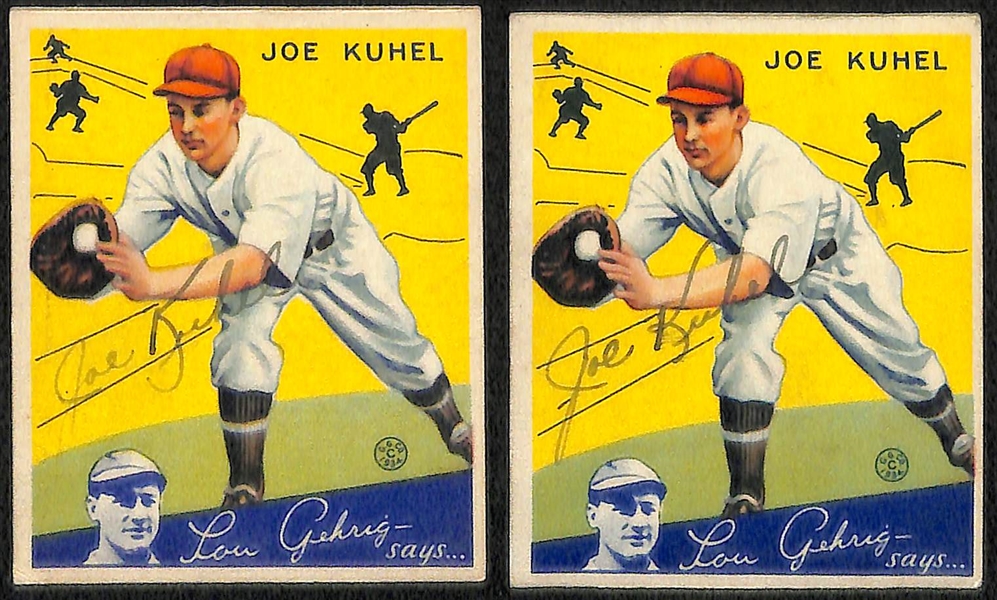 (17) Secretarial (Non-Authentic) Signed 1934 Goudey Cards w. Manush, Suhr, Mancuso, (2) French, (2) Beck, (2) Kuhel, +