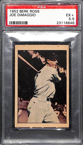 Rare 1952 Berk Ross Joe DiMaggio Graded PSA 5.5 EX+ (Joe DiMaggio's Last Playing Era Card - 1951 Was His Final Year)