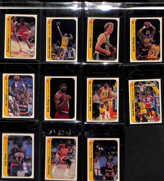 1986-87 Fleer Complete Sticker Set - All (11) Raw Graded BGS 8.5 w. Michael Jordan Rookie Sticker