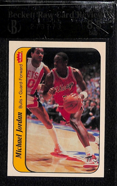 1986-87 Fleer Complete Sticker Set - All (11) Raw Graded BGS 8.5 w. Michael Jordan Rookie Sticker