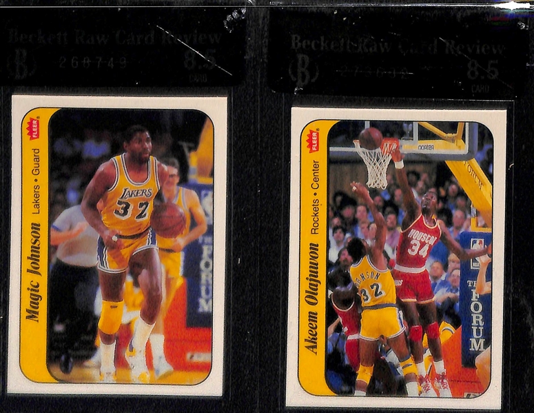 1986-87 Fleer Complete Sticker Set - All (11) Raw Graded BGS 8.5 w. Michael Jordan Rookie Sticker