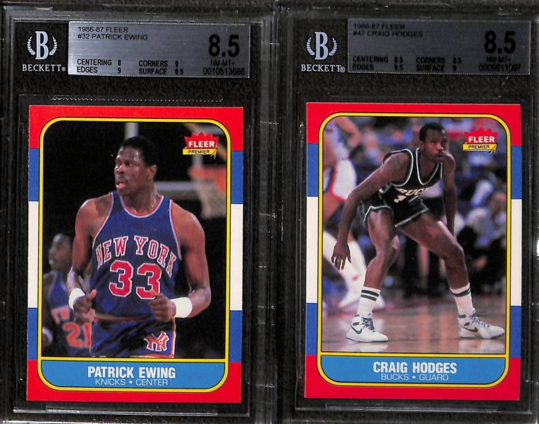 Mostly Pack-Fresh 1986-87 Fleer Card and Sticker Set (Missing Jordan Card and Sticker) - w. 7 BGS Graded Cards (Grades between 8 and 9) - 131 of 132 Cards and 10 of 11 Stickers