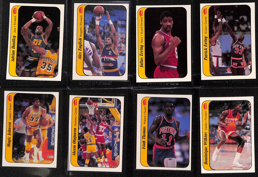 Mostly Pack-Fresh 1986-87 Fleer Card and Sticker Set (Missing Jordan Card and Sticker) - w. 7 BGS Graded Cards (Grades between 8 and 9) - 131 of 132 Cards and 10 of 11 Stickers