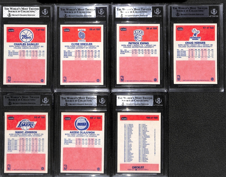 Mostly Pack-Fresh 1986-87 Fleer Card and Sticker Set (Missing Jordan Card and Sticker) - w. 7 BGS Graded Cards (Grades between 8 and 9) - 131 of 132 Cards and 10 of 11 Stickers