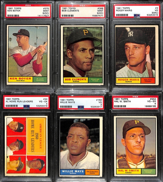 1961 Topps Baseball Complete Set from Card #1-522 (No High Numbers) - All PSA Graded - 90% of Set PSA 7 or Better