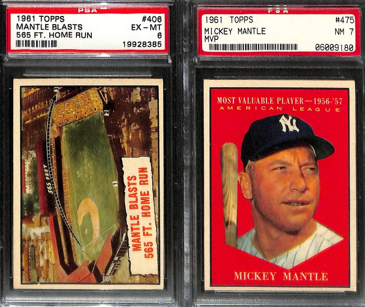 1961 Topps Baseball Complete Set from Card #1-522 (No High Numbers) - All PSA Graded - 90% of Set PSA 7 or Better