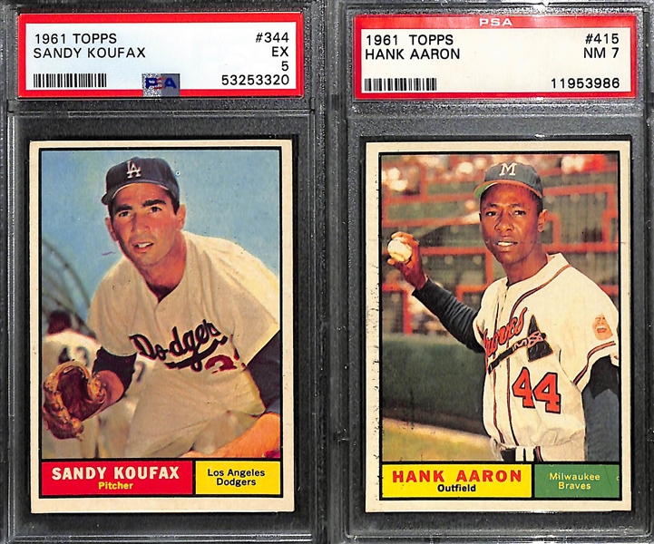 1961 Topps Baseball Complete Set from Card #1-522 (No High Numbers) - All PSA Graded - 90% of Set PSA 7 or Better