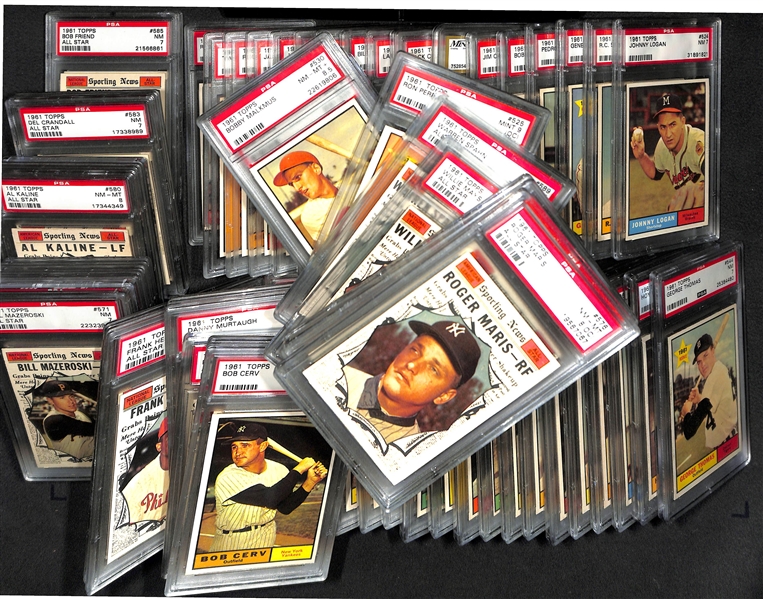 1961 Topps High Number Baseball Card Set of 65 Cards from #523-589 - All PSA Graded - 97% of Set PSA 7 or Better 