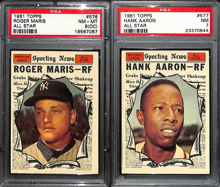 1961 Topps High Number Baseball Card Set of 65 Cards from #523-589 - All PSA Graded - 97% of Set PSA 7 or Better 