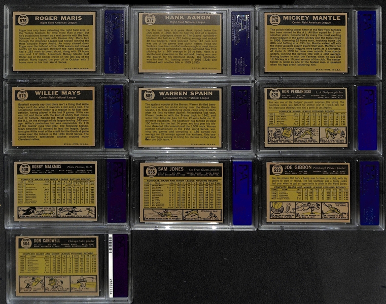 1961 Topps High Number Baseball Card Set of 65 Cards from #523-589 - All PSA Graded - 97% of Set PSA 7 or Better 