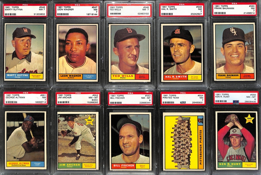 1961 Topps High Number Baseball Card Set of 65 Cards from #523-589 - All PSA Graded - 97% of Set PSA 7 or Better 