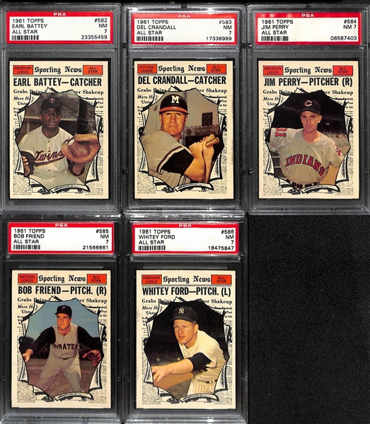 1961 Topps High Number Baseball Card Set of 65 Cards from #523-589 - All PSA Graded - 97% of Set PSA 7 or Better 