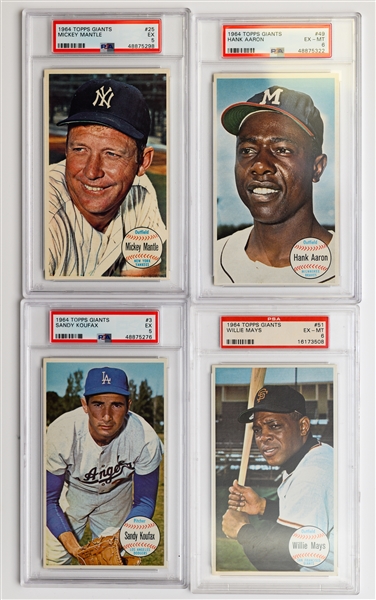 1964 Topps Giants Complete Set of 60 Cards - ALL PSA Graded (Mostly PSA 4 to PSA 8) w. Willie May & Hank Aaron PSA 6 
