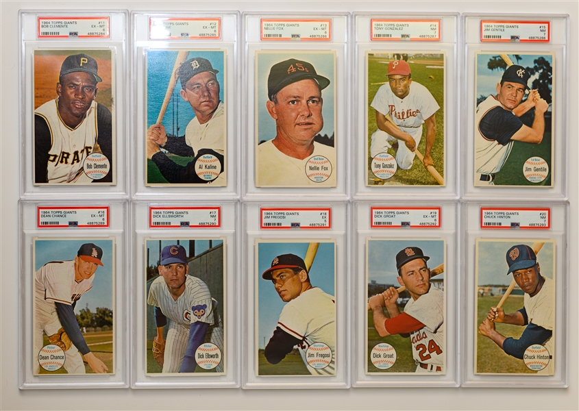 1964 Topps Giants Complete Set of 60 Cards - ALL PSA Graded (Mostly PSA 4 to PSA 8) w. Willie May & Hank Aaron PSA 6 