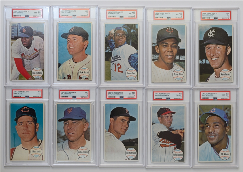 1964 Topps Giants Complete Set of 60 Cards - ALL PSA Graded (Mostly PSA 4 to PSA 8) w. Willie May & Hank Aaron PSA 6 