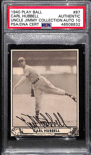 1940 Play Ball Carl Hubbell #87 PSA Authentic (Autograph Grade 10)