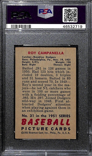 1951 Bowman Roy Campanella #31 PSA 6
