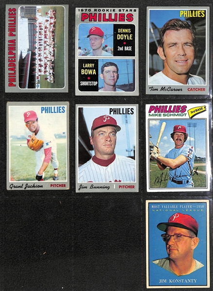 Lot of 300+ Phillies Baseball Cards From 1956 Through 1991 w. 1956 Topps Robin Roberts