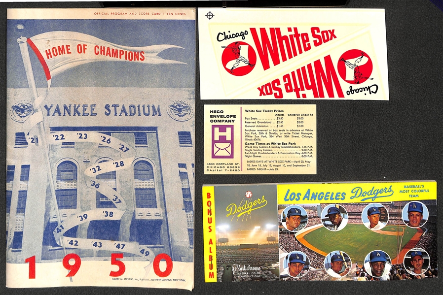 Large Lot From the Uncle Jimmy Collection w. 1943 Yankees Champs Sticker Sheet, 1946 Yankees Pocket Schedule, Albums, & Much More 