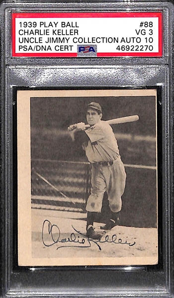 1939 Play Ball Charlie Keller #88 PSA 3 (Autograph Grade 10) - Pop 1 (Highest Grade, Only 4 PSA Exist)