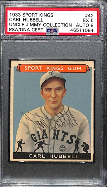 1933 Sport Kings Carl Hubbell #42 PSA 5 (Autograph Grade 8) - Pop 1 (Highest Grade, Only Non-Authentic of 5 PSA Examples