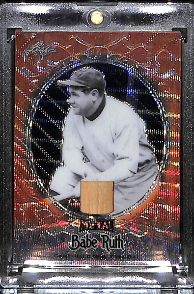2019 Leaf Metal Babe Ruth Game-Used NY Yankees Bat Card #2/2 (Orange Wave Variation w. Piece of Real Babe Ruth Used Baseball Bat) - Only 2 Made!