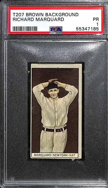 1912 T207 Recruit Little Cigars Rube Marquard (PSA 1) & Roger Bresnaham (PSA 2MC)