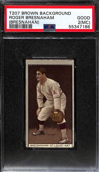 1912 T207 Recruit Little Cigars Rube Marquard (PSA 1) & Roger Bresnaham (PSA 2MC)