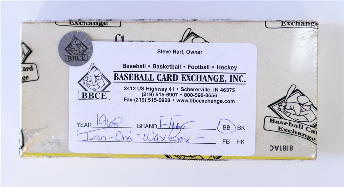 1968 Fleer Major League Baseball Iron-Ons Unopened Box of 24 Packs - BBCE Authenticated/Sealed