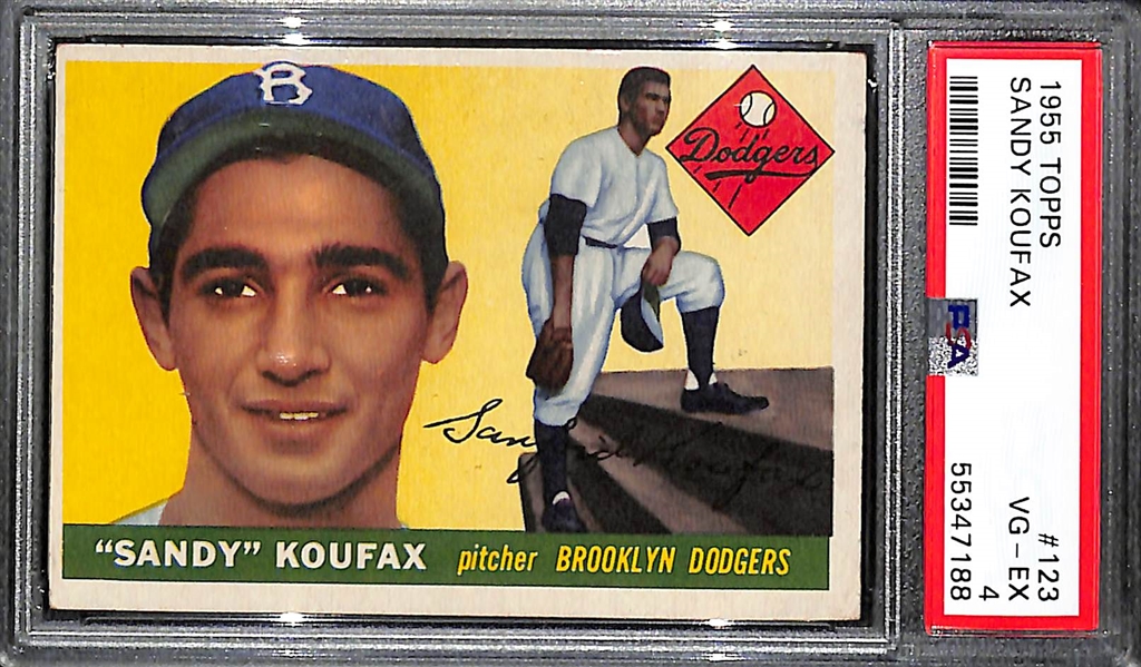 1955 Topps Sandy Koufax Rookie Card #123 Graded PSA 4