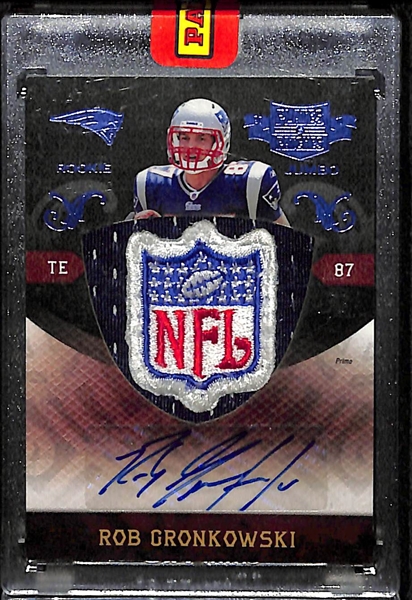 2010 Panini Plates & Patches Rob Gronkowski Rookie Jumbo NFL Logo Patch Autograph #ed 1/1