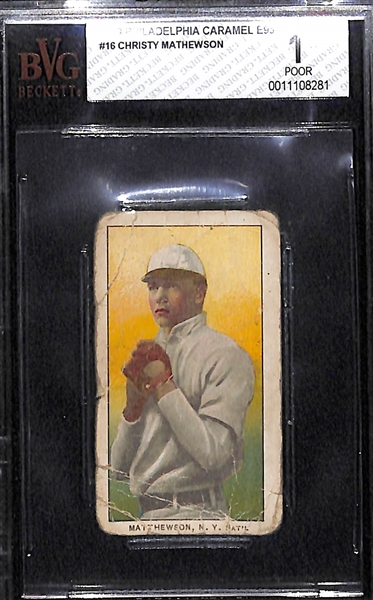 1909 Philadelphia Caramel E95 Christy Mathewson (HOF) Graded BVG 1