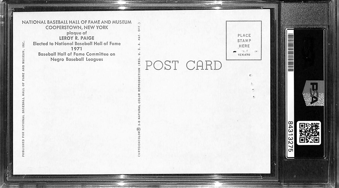 Satchell Paige Signed Baseball HOF Plaque Card - - PSA/DNA Encased w. Autograph Grade 8