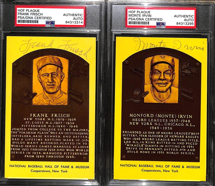 Lot of (5) PSA/DNA Slabbed HOF Plaque Cards - Frisch, Irvin, Spahn, Lindstrom, Grimes