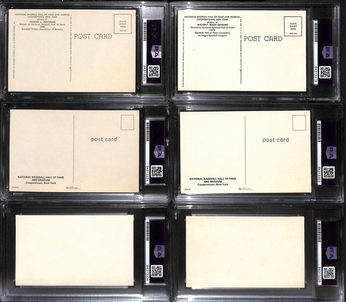 Lot of (6) PSA/DNA Slabbed HOF Autographs - 4 Plaque Cards (Gehringer, Leornard, Kelly, J. Johnson), 2 Index Cards (Banks, Cronin)