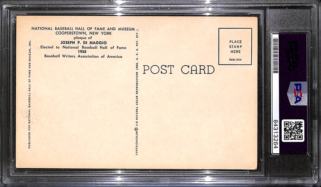 Joe DiMaggio Signed Baseball HOF Plaque Card - PSA/DNA Encased w. Autograph Grade 8