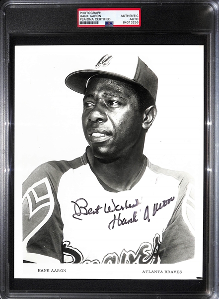 Hank Aaron Signed 8x10 - PSA/DNA Encased